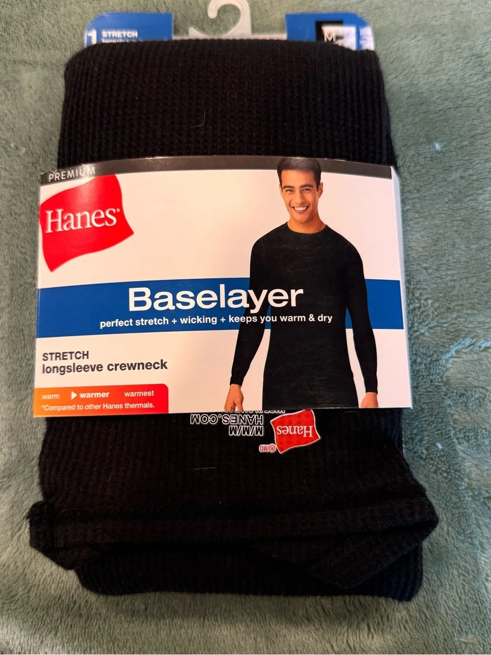 Hanes Baselayer Thermal Long Sleeve Crewneck Shirt Set Black & White NWT M